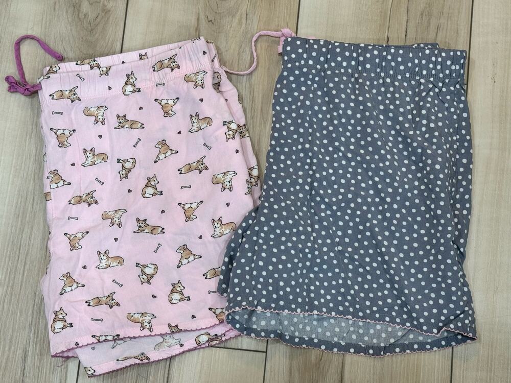 Women's Sleep Pajama Shorts Jaclyn New York XL Dogs Gray Polka Dot
